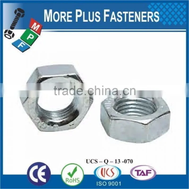 Made in Taiwan Alloy Heavy Zinc Finish Steel Hex Jam Nut