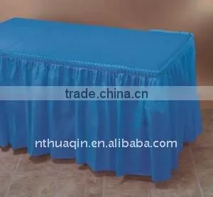 Polyester table skirting table skirts table linen satin table skirting with top cover table skirts table linen