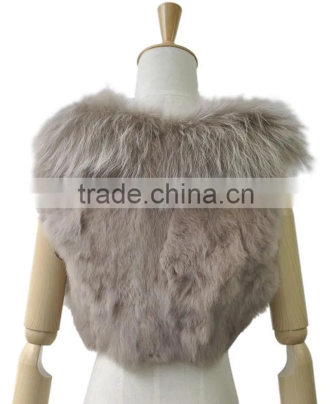 YR267 Ladies Rabbit and White Raccoon Belly Fur Vest