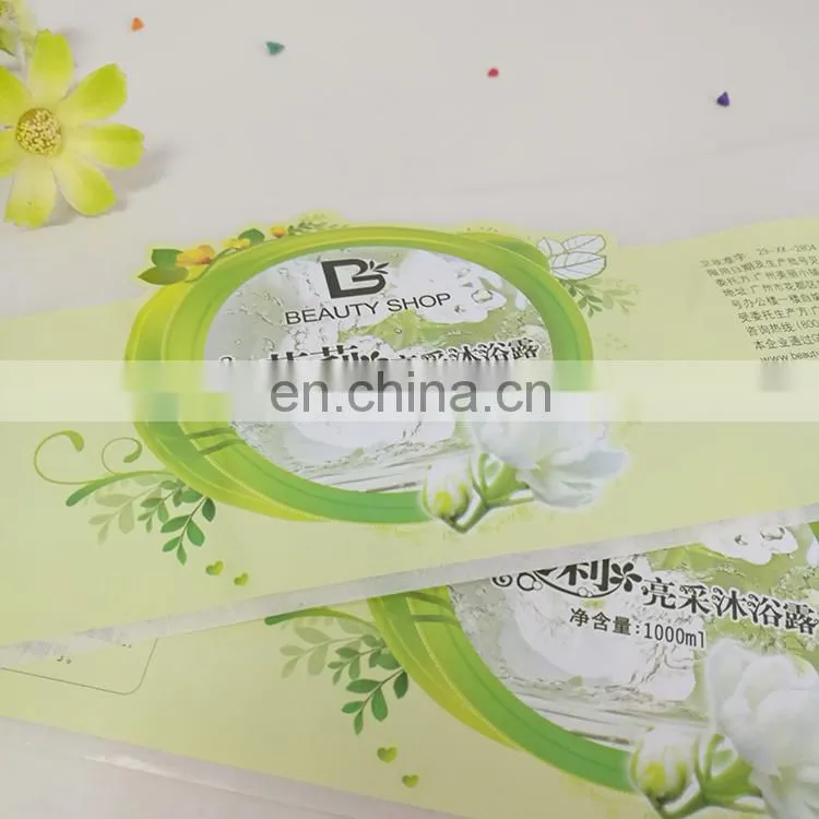Colorful logo custom shape 1000ml adhesive sticker label PVC sticker for shampoo packaging