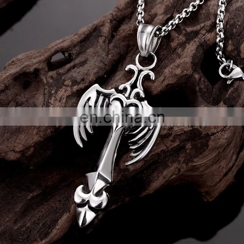 Hip Hop Style Wings Shaped Stainless Steel Necklace Chain for Men
