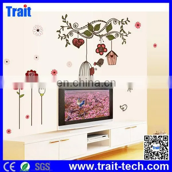 Cute Birdcage Flowers Pattern DIY Removable PVC Decals Wall Stickers for Children Room