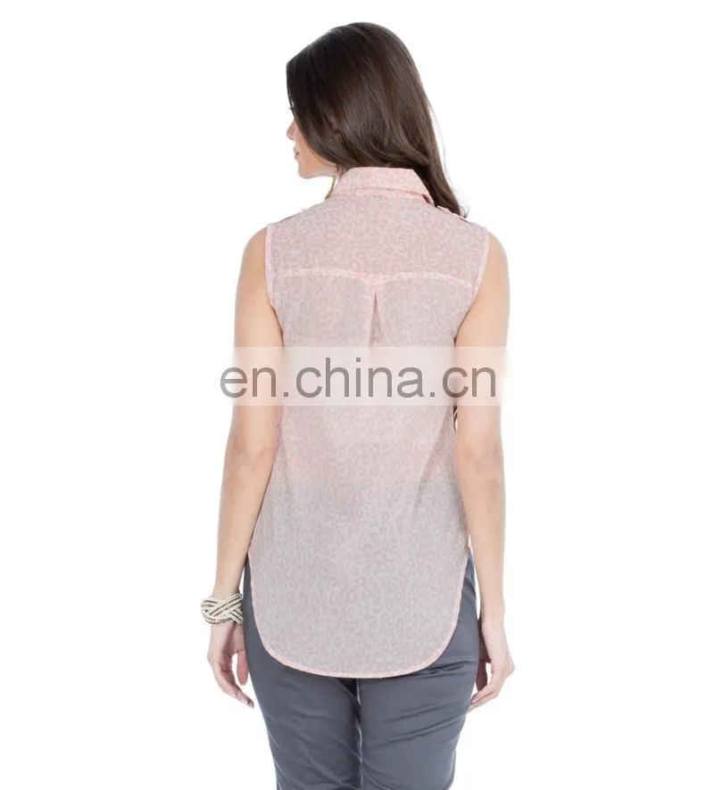 Pink Animal Print High-low Top