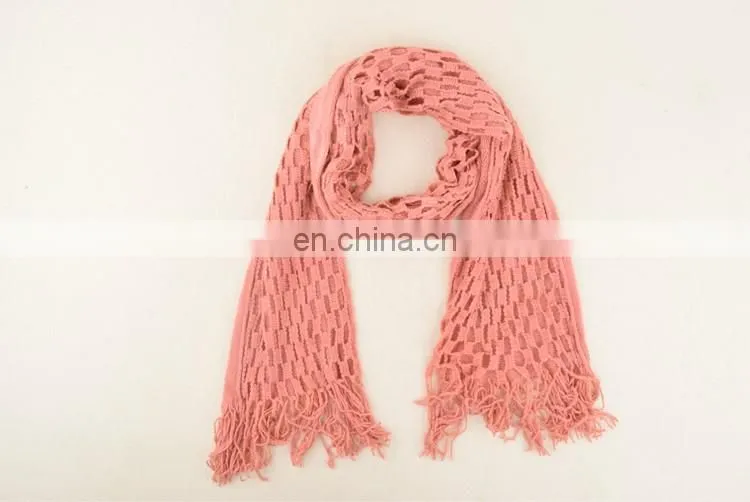 2017 hollow out double hook flower lady warm shawl wool scarf with tassel