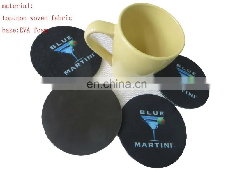 Hot sale round Eva foam coffee coaster, slip cup pad with heat transfer printing logo