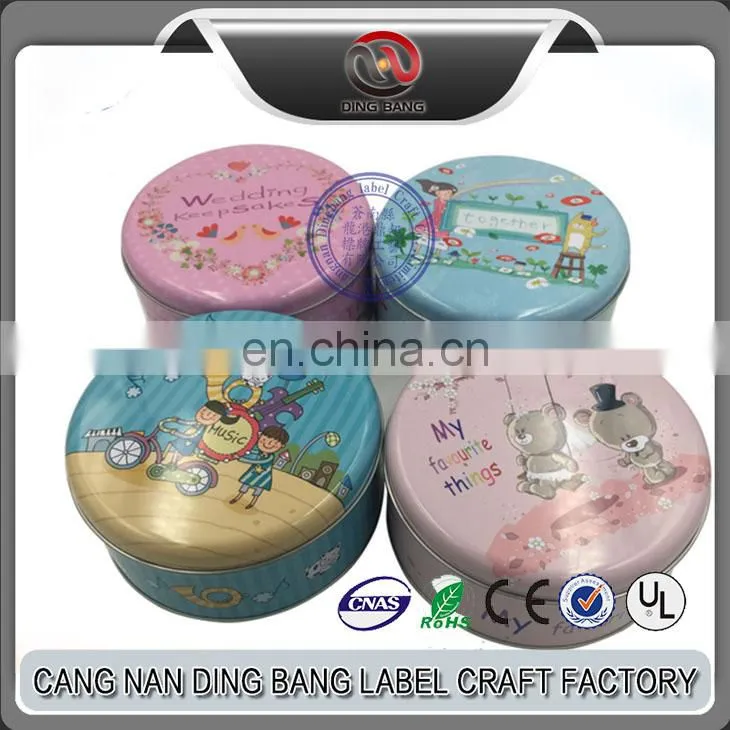 High Quality Cheap Big Size Package Box Type Custom Wedding Souvenir Round Cartoon Style Multi Metal Tin Cookies Box