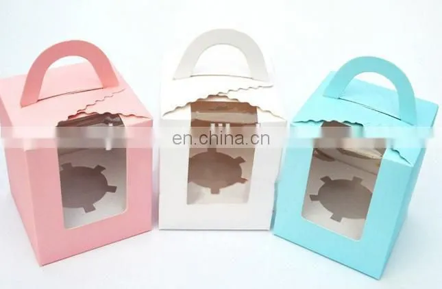 2015 folding art paper white color paper cake box with clear pvc window