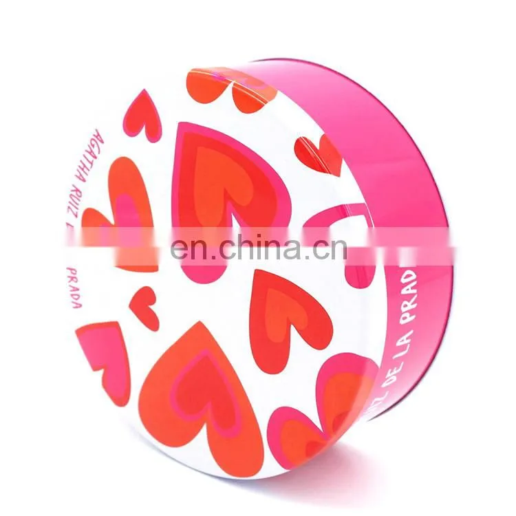 Round colored metal or plastic cosmetic tin packaging box