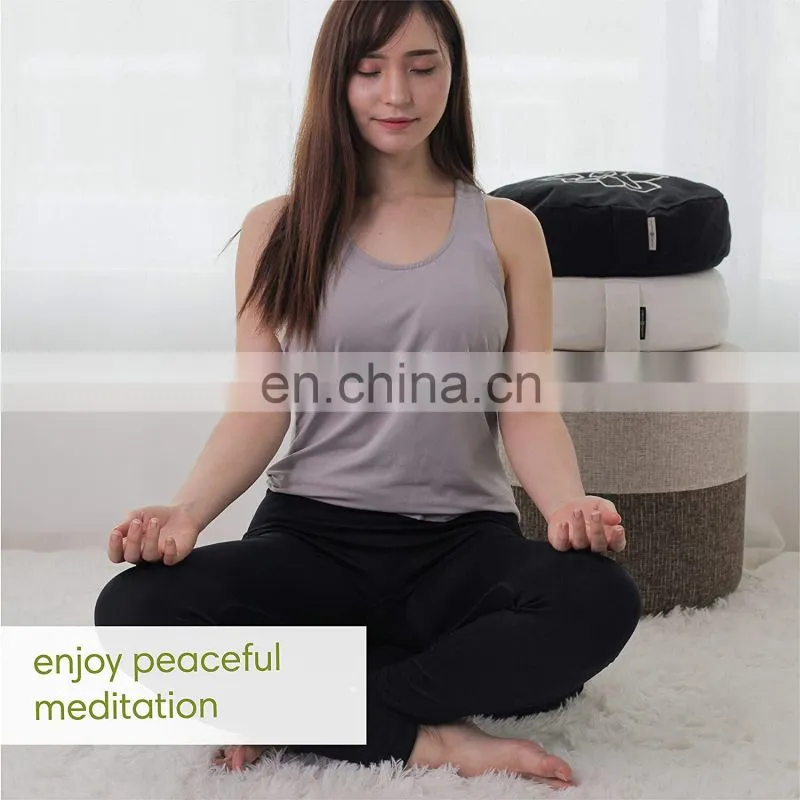 Large Meditation Cushion Pillow Zafu Yoga Bolster Meditation Pillows Buckwheat Hull Filled Round Cushion with Removable Cover
