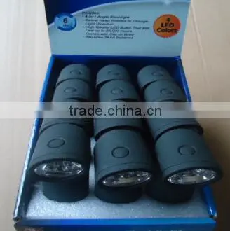 6 LED multi function adjustable rotate head flashlight with magnetic