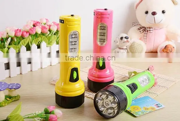 Indoor cheap 6+3led plastic rechargeable flashlight