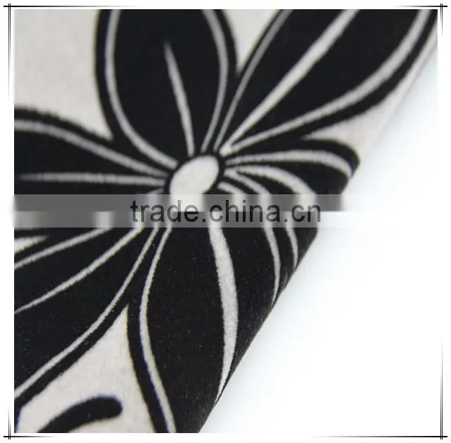 100%polyester Flower Pattern Flocked Shiny Velvet Fabric