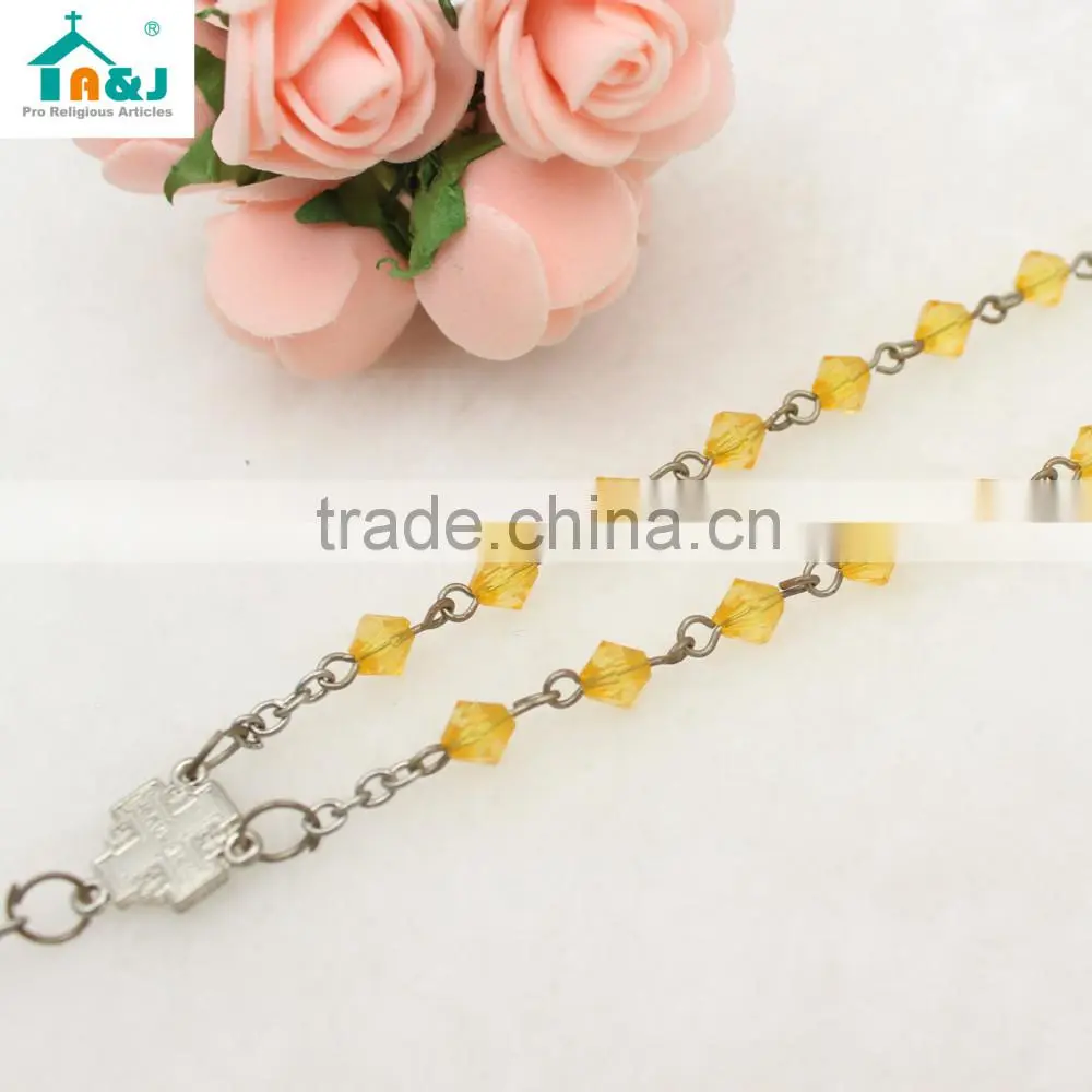 Fashion catholic plastic rosary bead necklace Wholesale