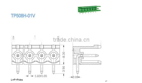 male and female Terminal Block 5.08mm Male parts open