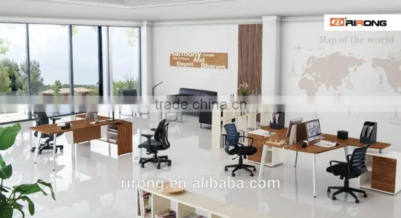 Latest wooden brown furniture office desk with dividers