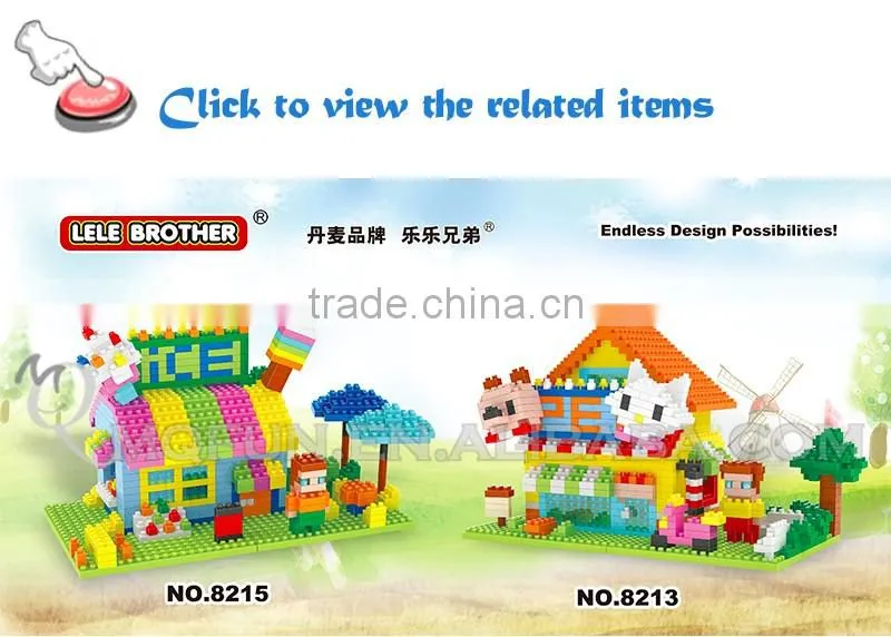Mini Qute Lele Brother kawaii Ice cream shop kids gift plastic building blocks cartoon model educational toy NO.8213
