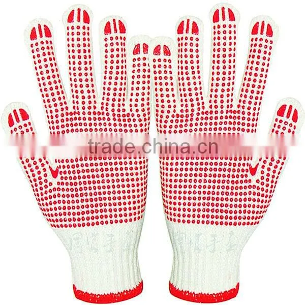 two sides pvc dotted cotton working glove
