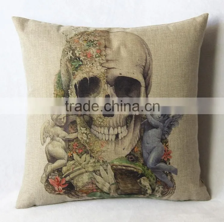 Wholesale Printing Cushion Cover Watercolor Skull Headdress Pillow Cover Sofa Cover Decorative Pillows