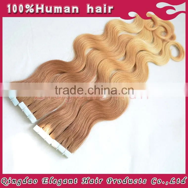 2015 Most popular products full cuticle 4CM wide 2.5gram indian remy seamless ombre tape extensions