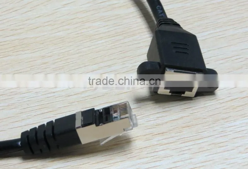 30CM 0.3M RJ45 Male to Female Screw Panel Mount Ethernet LAN Network Extension Cable