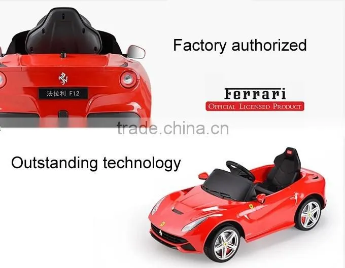 Battery opreated PP plastic type Ferrari F12 Licensed Ride on car for kids