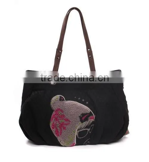 2016 Resuable cotton hand bag embroidered cotton shoulder bags