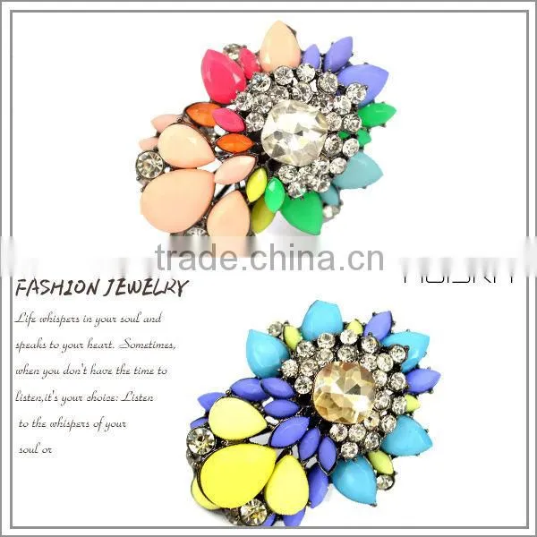 Wholesale Resin Beads Shourouk Style Fashion Rings Jewelry
