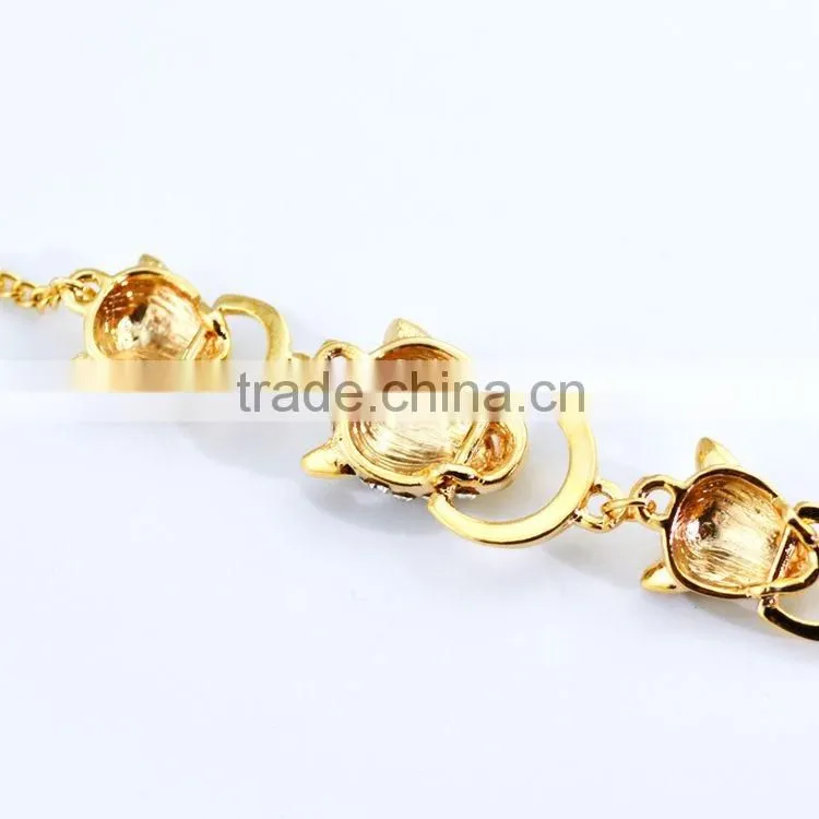 18k Real Gold Plated Austrian Rhinestone Crystal Elements Luxury Leopard Head Jewelry Bracelets