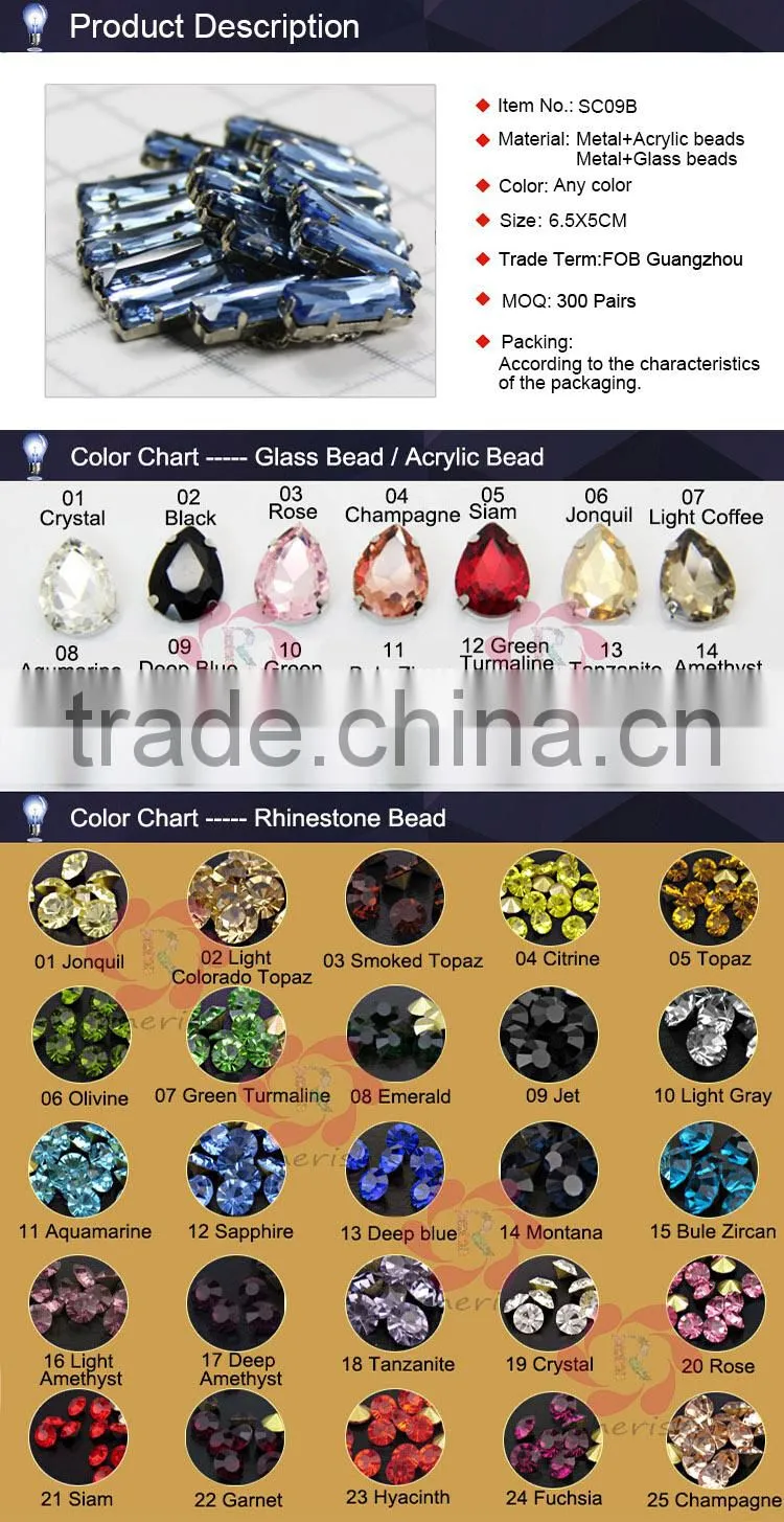 Fashion hight quality ladies rhinestone shoe buckles,bule color,customize shoes decorative