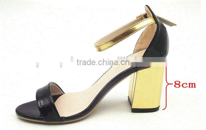 new thick middle heel shining women summer shoes