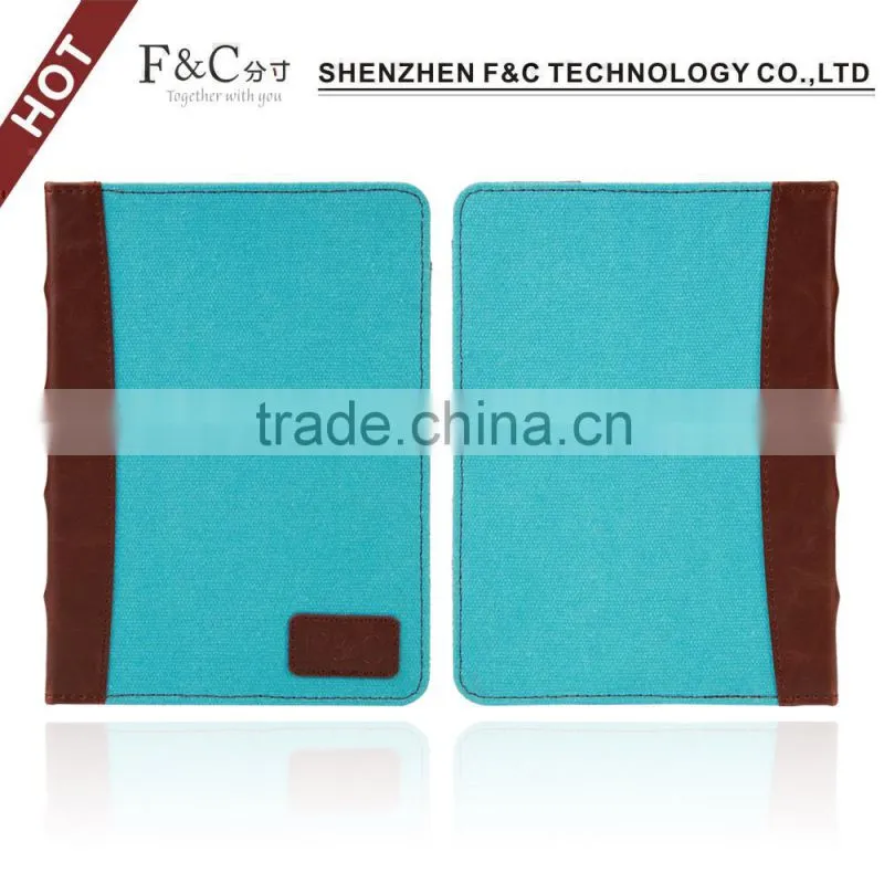 Book style canvas case cover for 2014 amazon kindle touch e-bopk