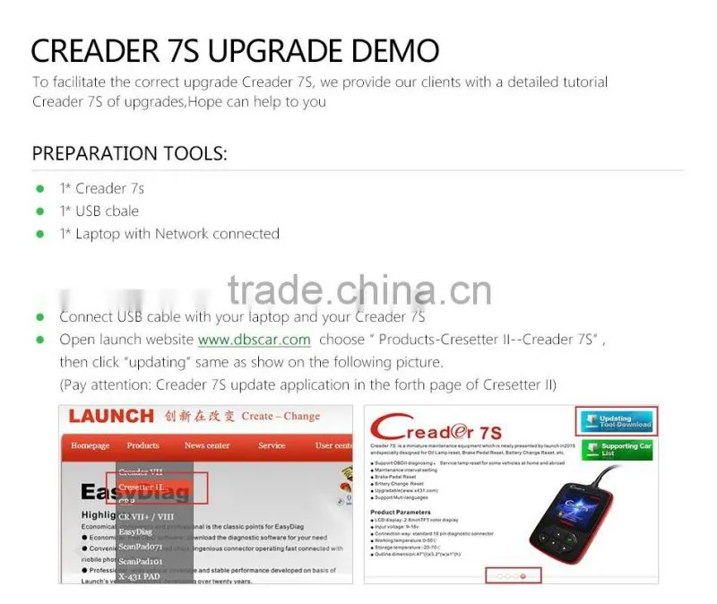 Best Quality OBD II obd2 auto Code Reader Launch X431 Creader 7S,With Oil Reset Function Launch Creader 7S hot sale