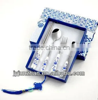 Gift spoon fork chopstick with ceramic handle and low price