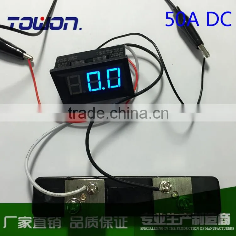 0-50A DC Ammeter with Shunt resistor Mini Panel Amp Meters Red/Blue/Green LED