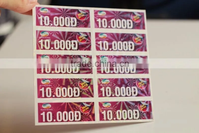 prepaid scratch phone card printing