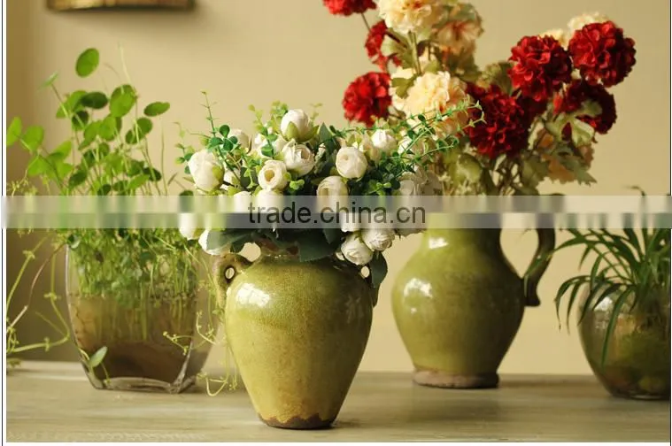 Antique retro green table ceramic vase for sale