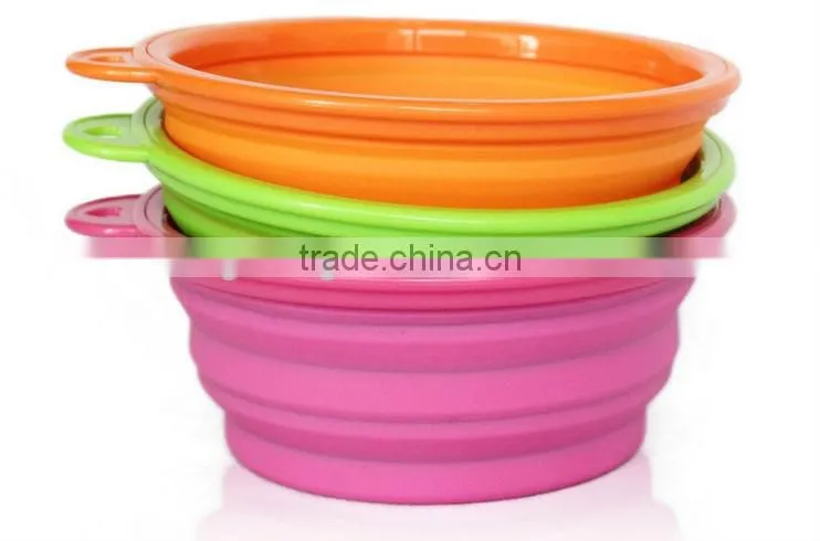 silicone dog pet traveling bowl with a handle eco-friendly