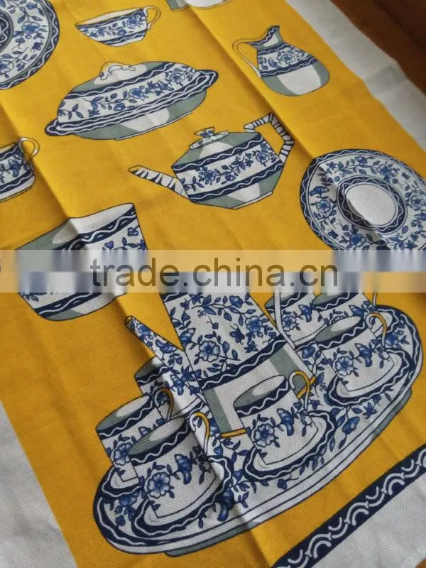 kitchen digital printed linen tea towel for home decorationl,promotion and gift-- chinaware or porcelain design