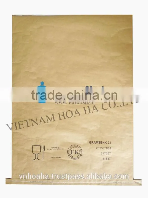 cement bag, kraft and pp woven bag, kraft and pp bag, kraft paper and pp bag from Vietnam