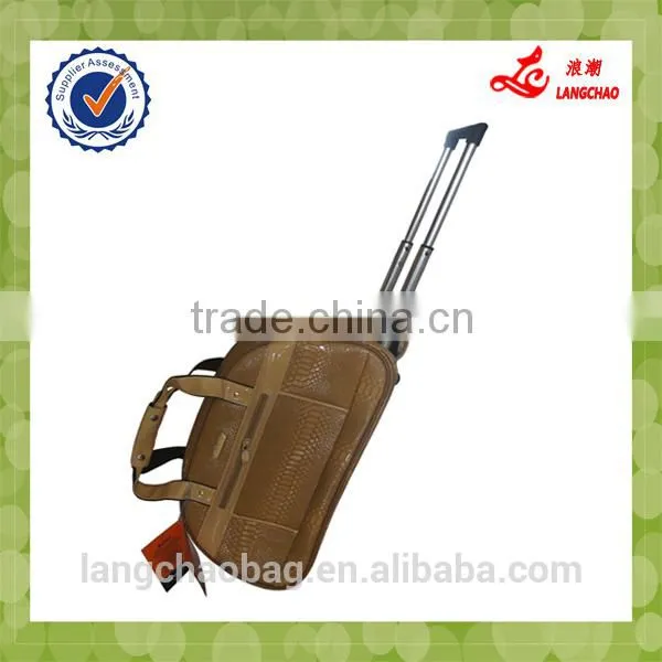 Crocodile PU Material High Quality Steel Trolley Alibaba China Direct Factory Wholesale Lightweight Duffle Bags