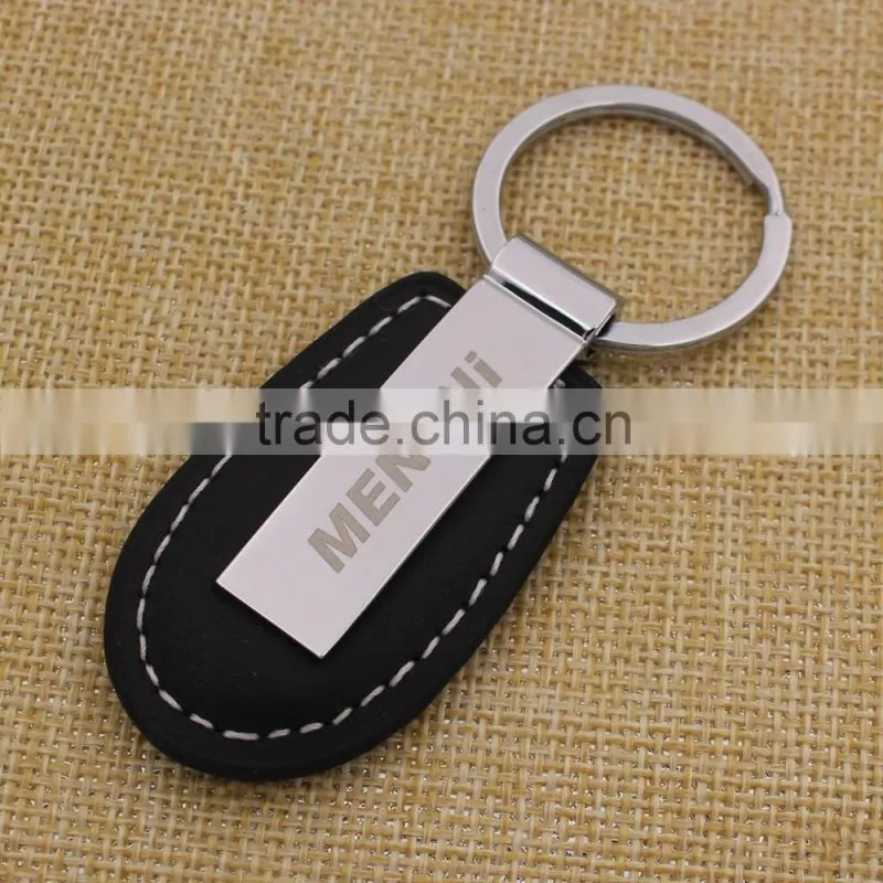 Good quality pu leather keychain/ easy car keychain with business logo custom