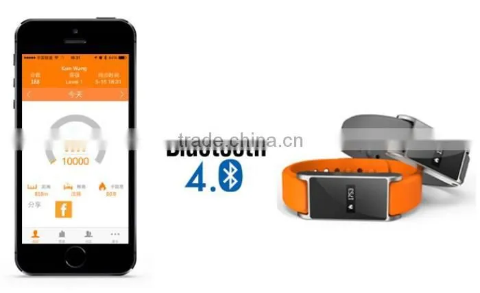 2014 New Waterproof Smart Bracelet Bluetooth Health Wristband with APP Sync Pedometer Sleep Tracing
