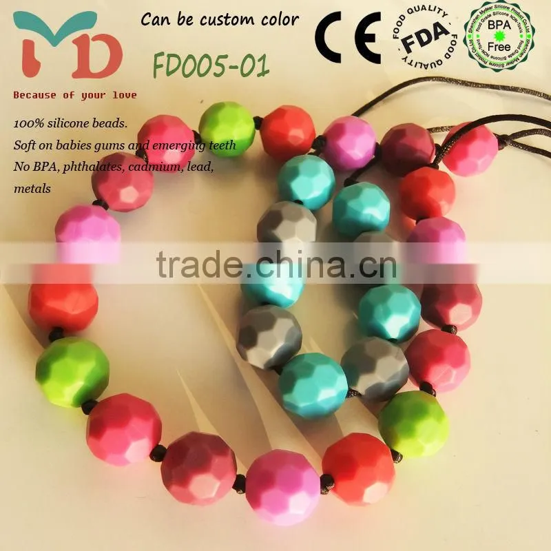 Food Grade Silicone Jewelry Baby Chew Football Beads Baby Teething Necklace Wholesale