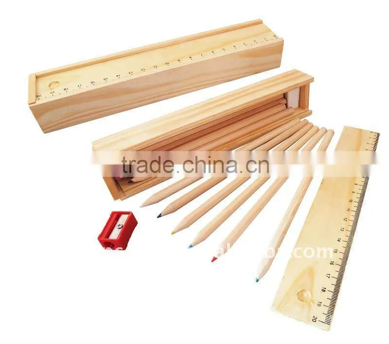 12pcs Color Pencil Set with wooden box and sharpener