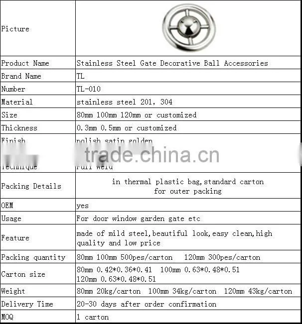 Stainless Steel Gate Decorative Ball Accessories For Stairs