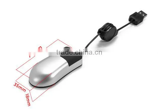 wired retractable cable mini optical mouse
