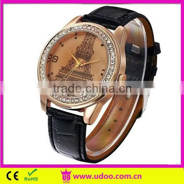 Newest lady pu leather quartz watch price