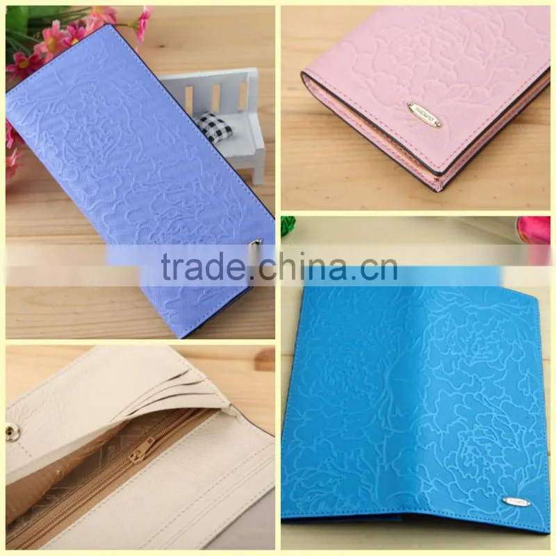 2016 popular customized top layer genuine leather lady`s purse , fashional design printing women`s wallet