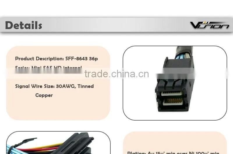 1 Meter Internal Mini SAS HD SFF-8643 to 4 x 29-Pin SAS SFF-8482 Cable