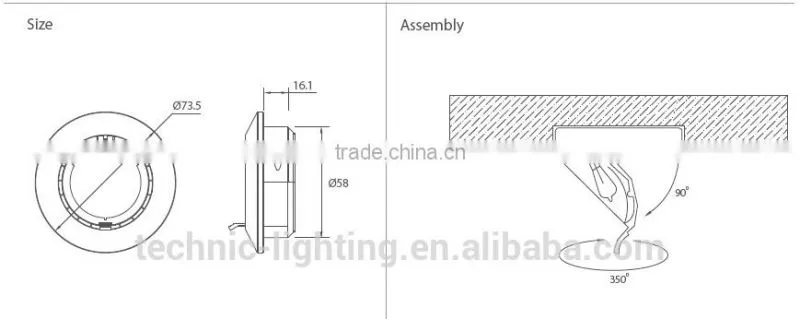 clamshell shaped led cabinet light,rotatable led under cupboard lighting,led beacon light for kitchen